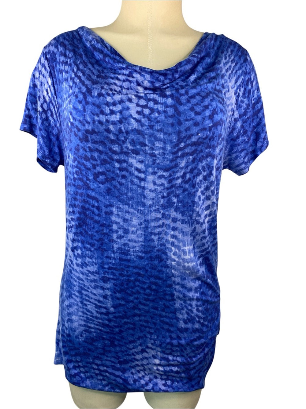 Ruby Rd Blue Cowl Neck Short Sleeve Women's Top Medium